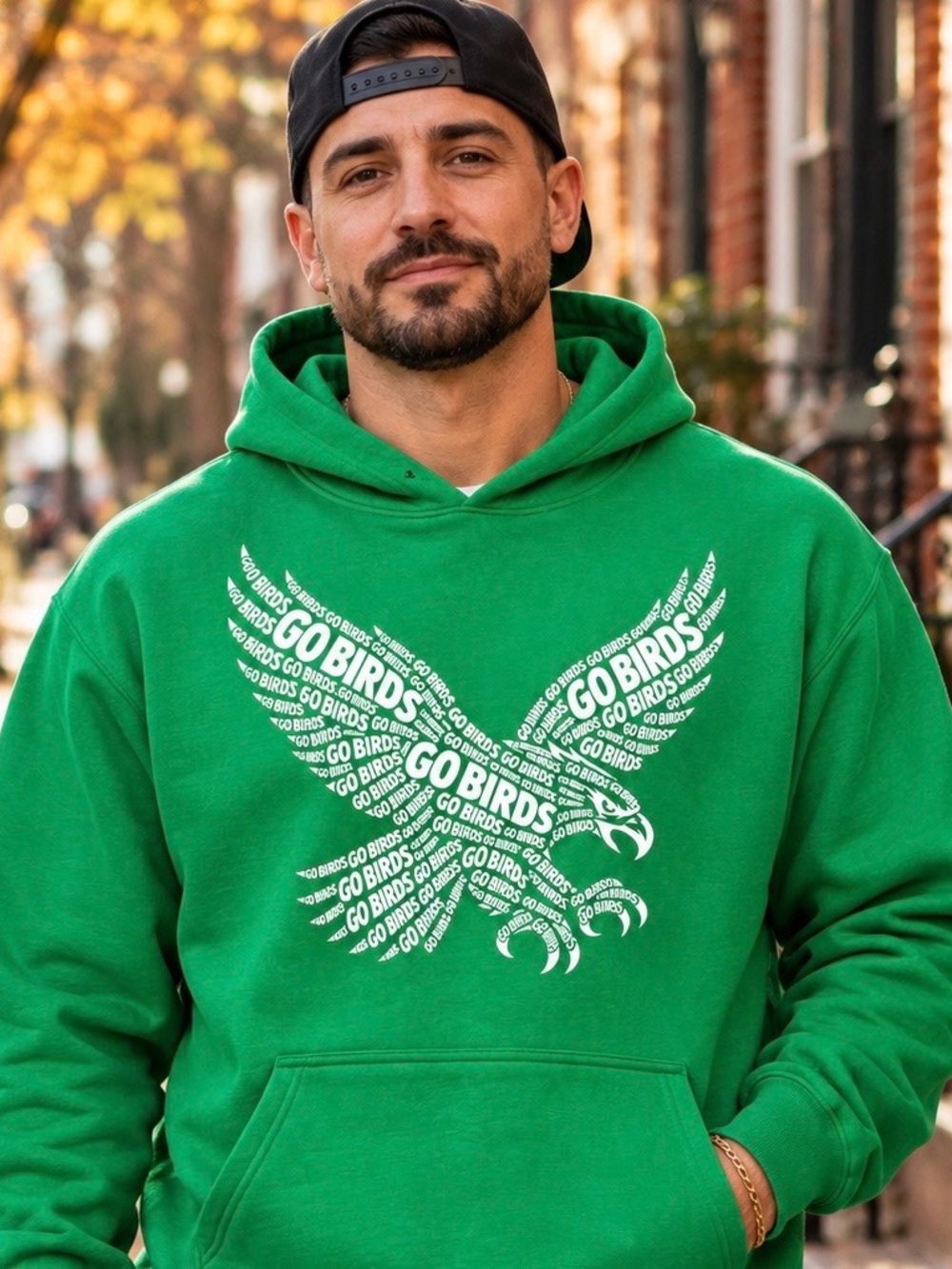 Green "Go Birds" Graphic Hoodie - Eagles S-5xl